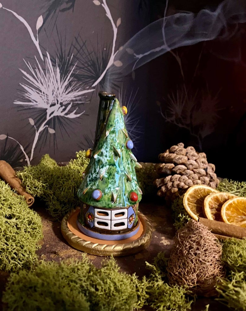 Christmas Tree Incense Holder.christmas Decor Ceramic Handmade Etsy