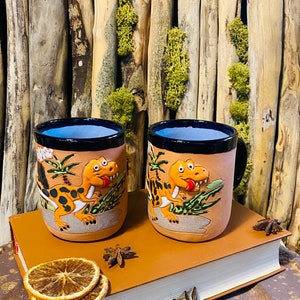 Unique Cup 3D Dragon Animal Creative Peint à la main Cartoon Water Cup Mug Coffee Breakfast Couple Tasse en céramique peinte à la main, Tasse à thé Design