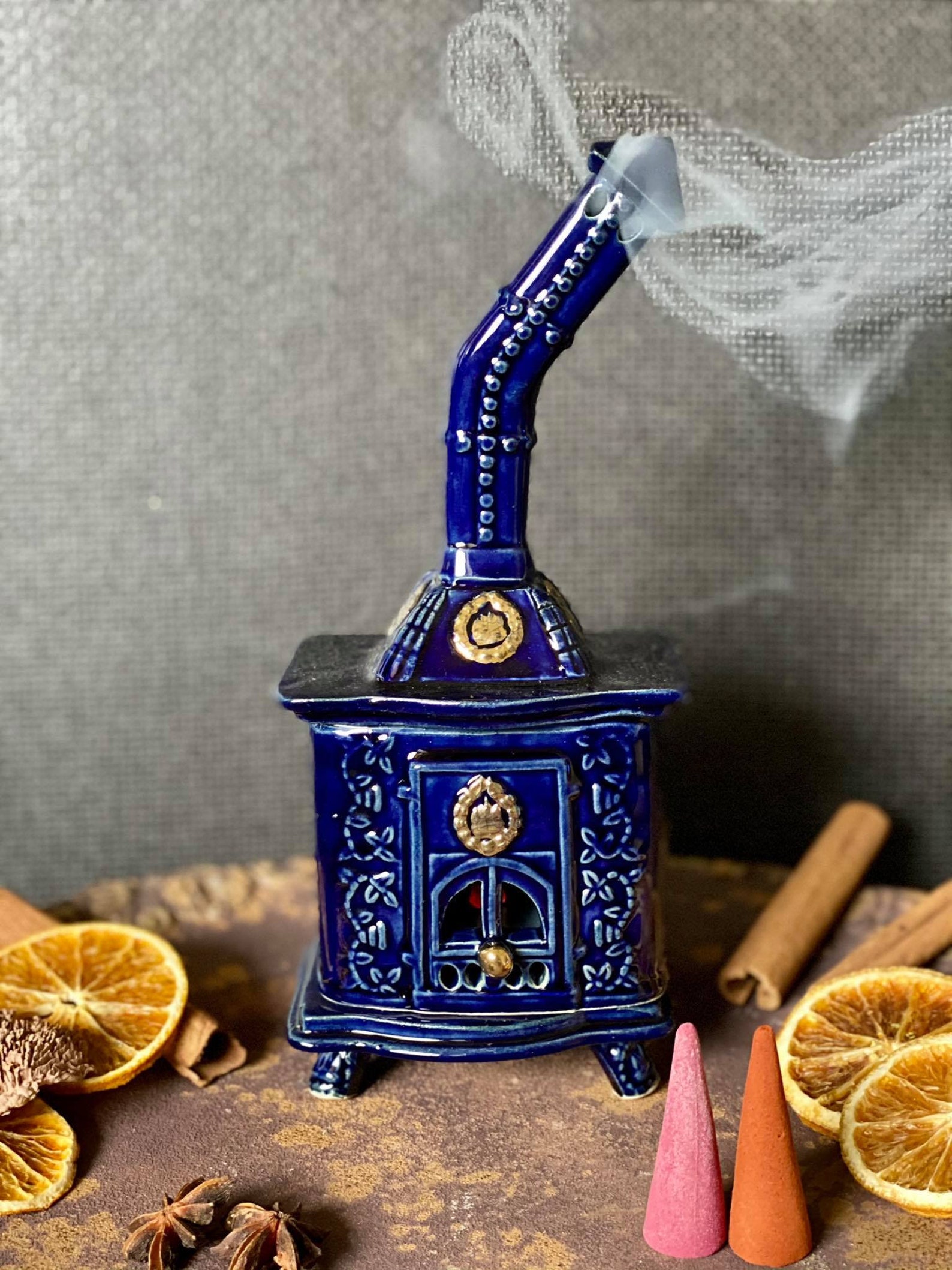 Handmade Incense cone holder. Ceramic Oven design. Incense Etsy