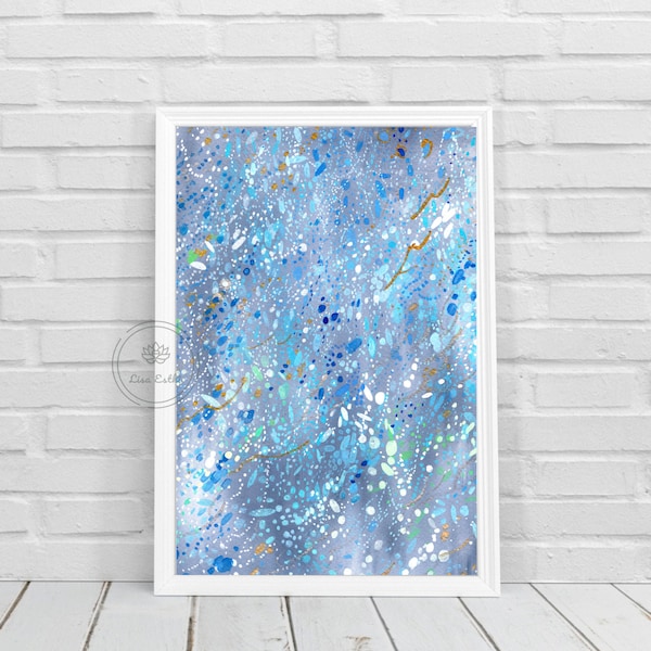 Printable Wall Decor, Abstract Watercolor Blue Gray Wall Art, Digital Wall Prints, All Sizes, Minimalist Wall Art, Instant Download