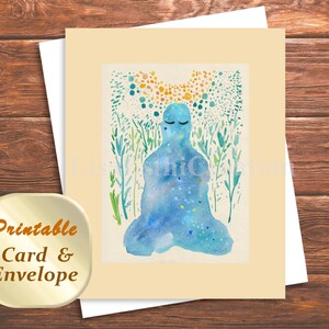 Druckbare Karte, Yoga Zen Meditation Karte, druckbare Yogi Karte, Karte für Yogi, Grußkarte und Umschlag, Sofort Download