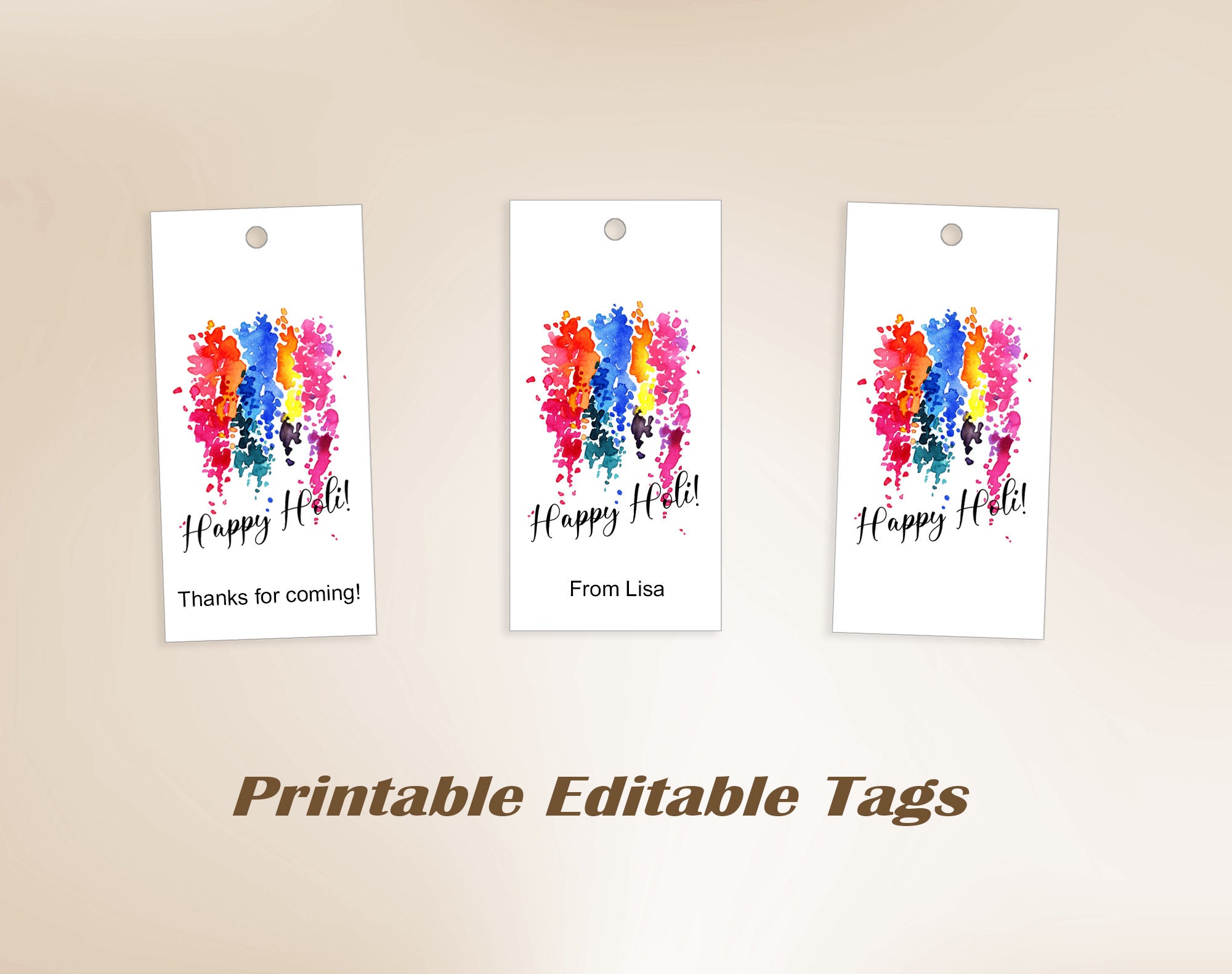 EDITABLE Printable Holi Tags on CORJL, Festival of Colors, Indian ...
