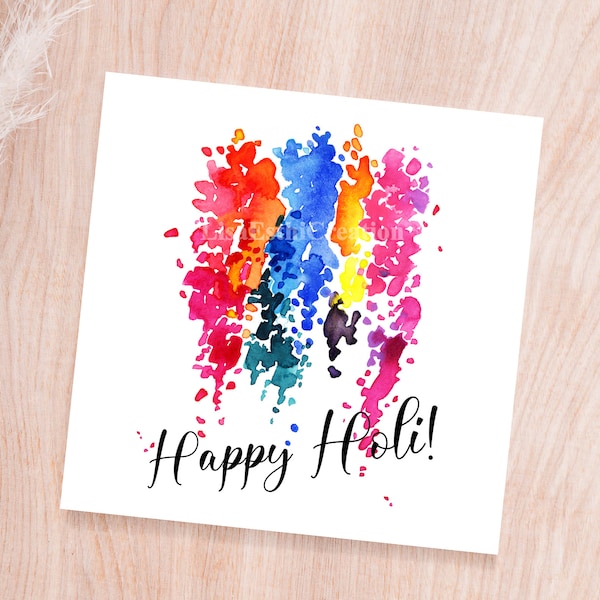 PRINTABLE Holi Card, Festival of Colors, Indian Festivals, Hindu Celebration Card, Card for Parents, Paint Splash, Digital Download