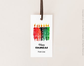 EDITABLE Printable Kwanzaa Gift Tag, African Culture, African Tradition, Happy Kwanzaa Tag, CORJL tag template, Custom Tag, Instant Download