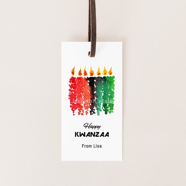 Etiqueta de regalo Kwanzaa imprimible EDITABLE, Cultura africana, Tradición africana, Etiqueta Happy Kwanzaa, Plantilla de etiqueta CORJL, Etiqueta personalizada, Descarga instantánea