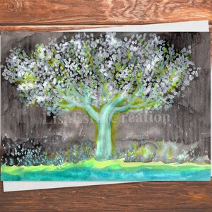 Carte imprimable, pommier crabe sibérien, carte aquarelle arbre fleur, Yagwangnamu, carte de voeux, carte numérique, PDF, téléchargement immédiat