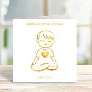 Printable Editable Card Baby Meditation Card, Yoga Kid Card, Spirituality Greeting Card, Relaxation Zen Card, CORJL Design, Instant Download