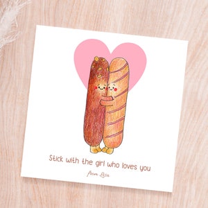 Druckbare bearbeitbare Liebeskarte, Valentinstagskarte, Pepero-Tageskarte, bleiben Sie bei dem Mädchen, das Sie liebt, Pocky-Karte, koreanische Lebensmittelkarte