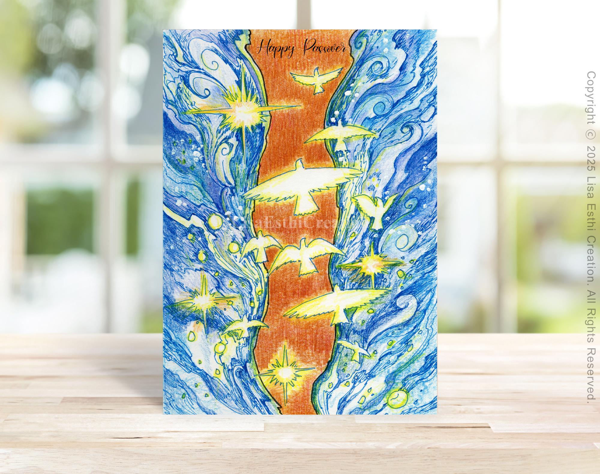 Passover Invertation Printable Passover Card - Artistic Passover Invitation, Doves Crossing ...