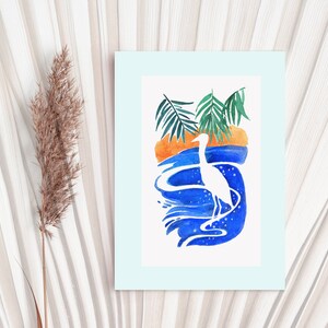 PRINTABLE Editable Bird Card, Egret Card, White Heron Card, Bird Illustration Custom Card, Personalizable Card, Appreciation Card, CORJL