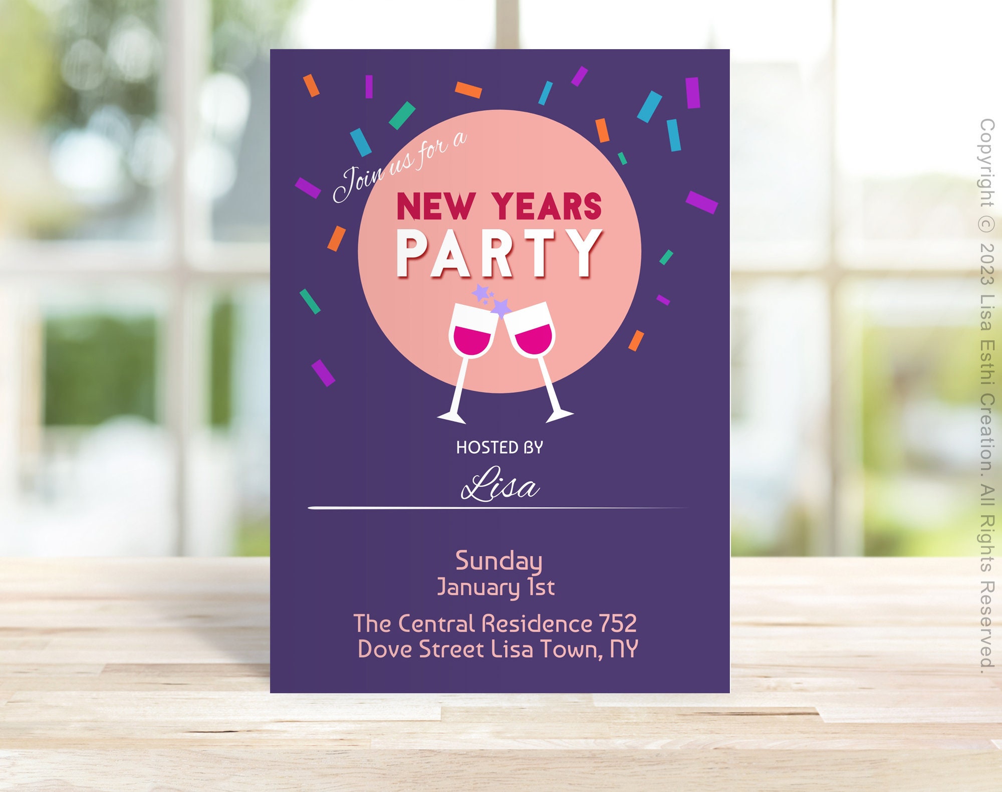 Printable New Year Party Invitation, Editable Party Invitation, Lunar Printable New Year Party Invitation, Editable Party Invitation, Lunar