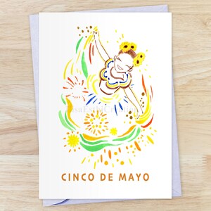 Cartão Cinco de Mayo para impressão, Cartão de celebração da festa, Dançarina, Cartão mexicano, Tradição mexicana, Dia da Independência, Download digital