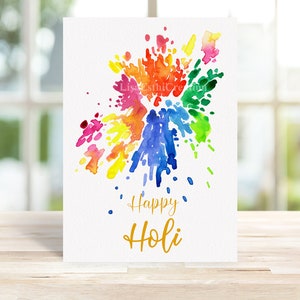 Druckbare Holi Karte, Festival der Farben, Festival der Liebe, Gulal Splat Design, indische Holi Feier, Hindu Festival, Instant Download