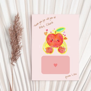 Carta di apprezzamento dell'insegnante modificabile STAMPABILE, Carta dell'insegnante Apple, Carta di ringraziamento, Titolare della carta regalo, Carta di gratitudine, Carta personalizzata, CORJL