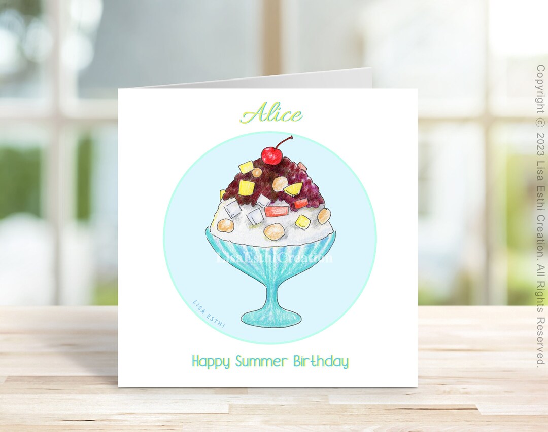 Printable Editable Birthday Card Bubble Tea and Patbingsu - Etsy