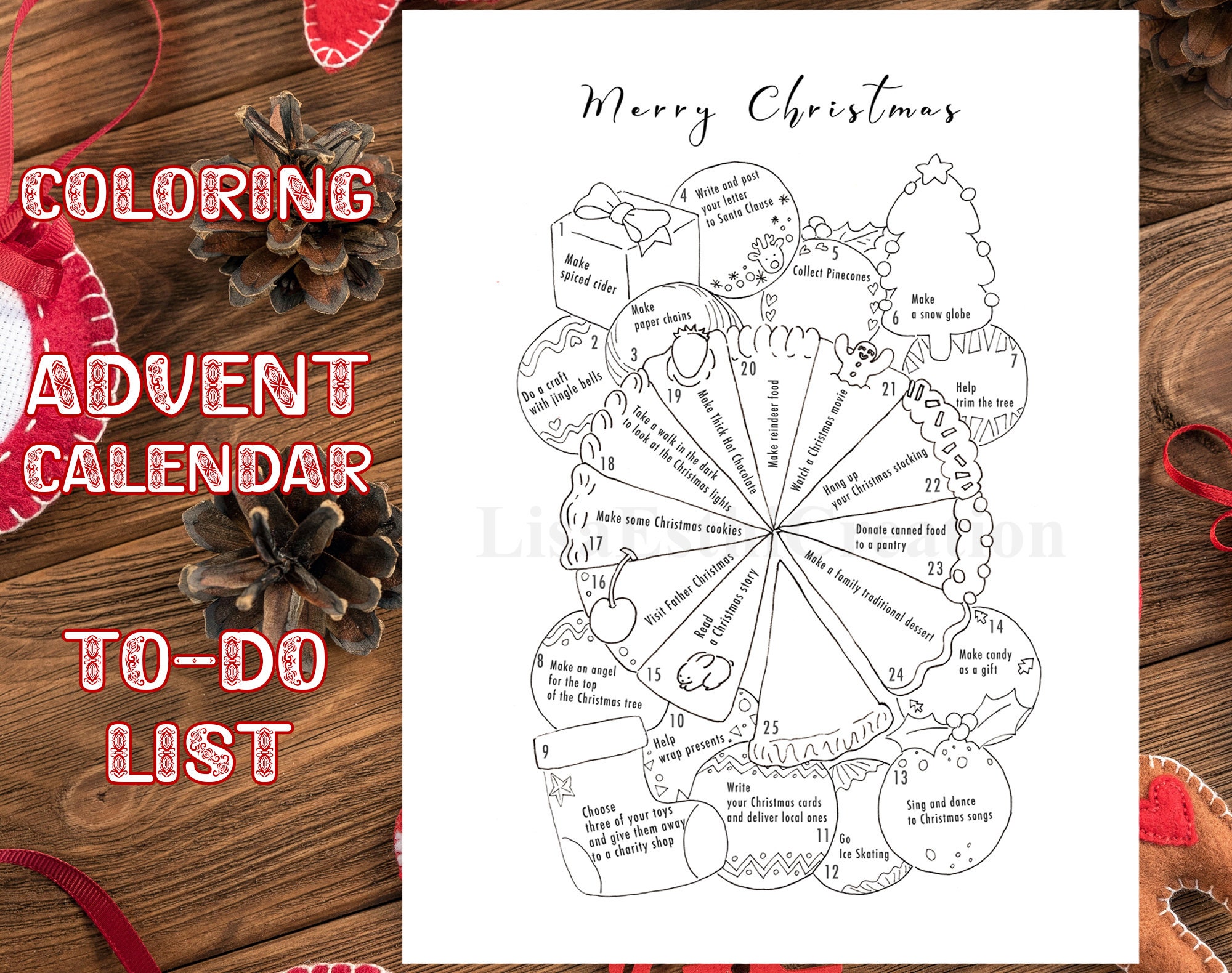 PRINTABLE Advent Calendar, Christmas Coloring Calendar, To-do List ...