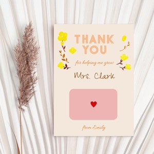 PRINTABLE Editable Teacher Appreciation Card, Teacher Thank You Card, Gift Card Holder, Grateful Card, Custom Thankful Card, CORJL