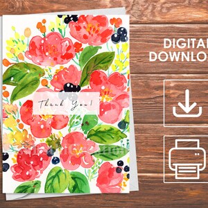 Druckbare Dankeskarte zum Valentinstag, rote Blumen Liebeskarte, rote Blumen Botanischer Garten Postkarte, Sofort Download / Digital Download