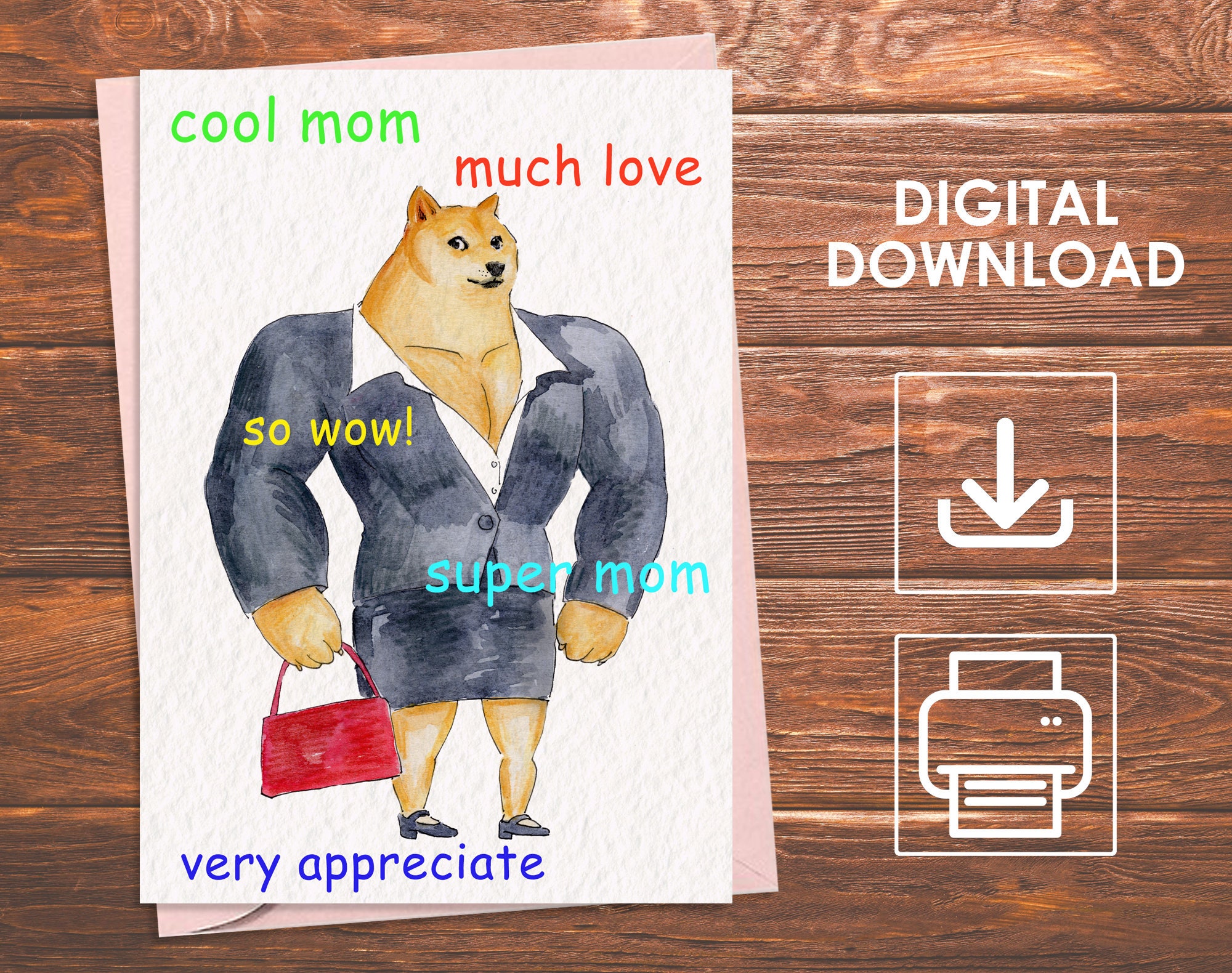 Printable Dog Mother's Day Card Shiba Dog Card Funny - Etsy