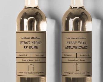 New Home Milestone Wine Labels | Realtor Closing Gift