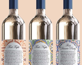 Marriage Milestones Wine Labels, Spanish Tiles Wedding Gift
