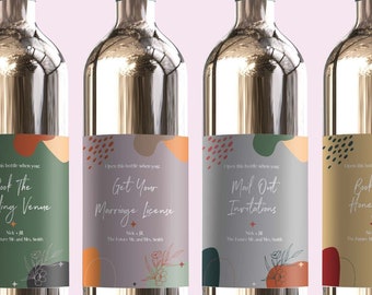 Personalized Engagement Milestone Wine Labels, Wedding Gift