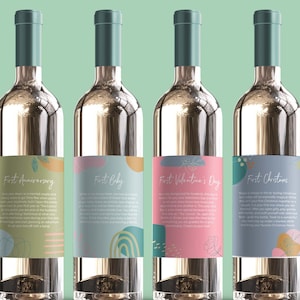 Spring Wedding Marriage Milestones Wine Labels for Bridal Shower Gift Basket, Engagement Bride to Be, personalized engaged gift