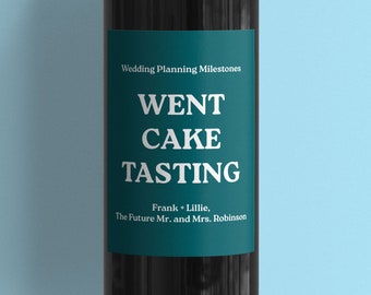 Personalized Wedding Milestone Wine Labels, Bride Engagement Gift, Wine basket for engaged couple