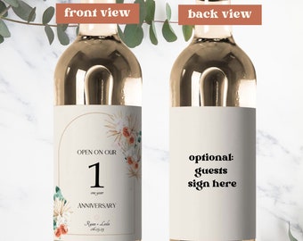 ANNIVERSARY Milestone Guest Book Wine Labels | Wedding Guest Book Labels Guests Sign |Wedding table number labels, Wedding Engagement Gift