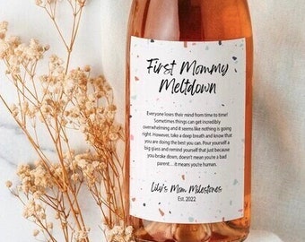 Set of New Mom Gift Wine Labels Personalized Mom Milestones Baby Shower Wine Fun New Mommy Gift Minimalist Parents Firsts Push Present