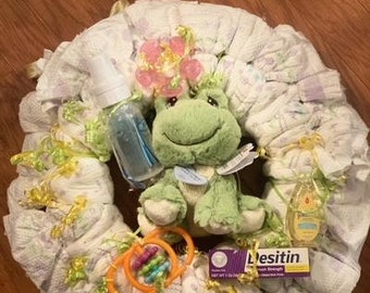 Green Baby Diaper Wreath