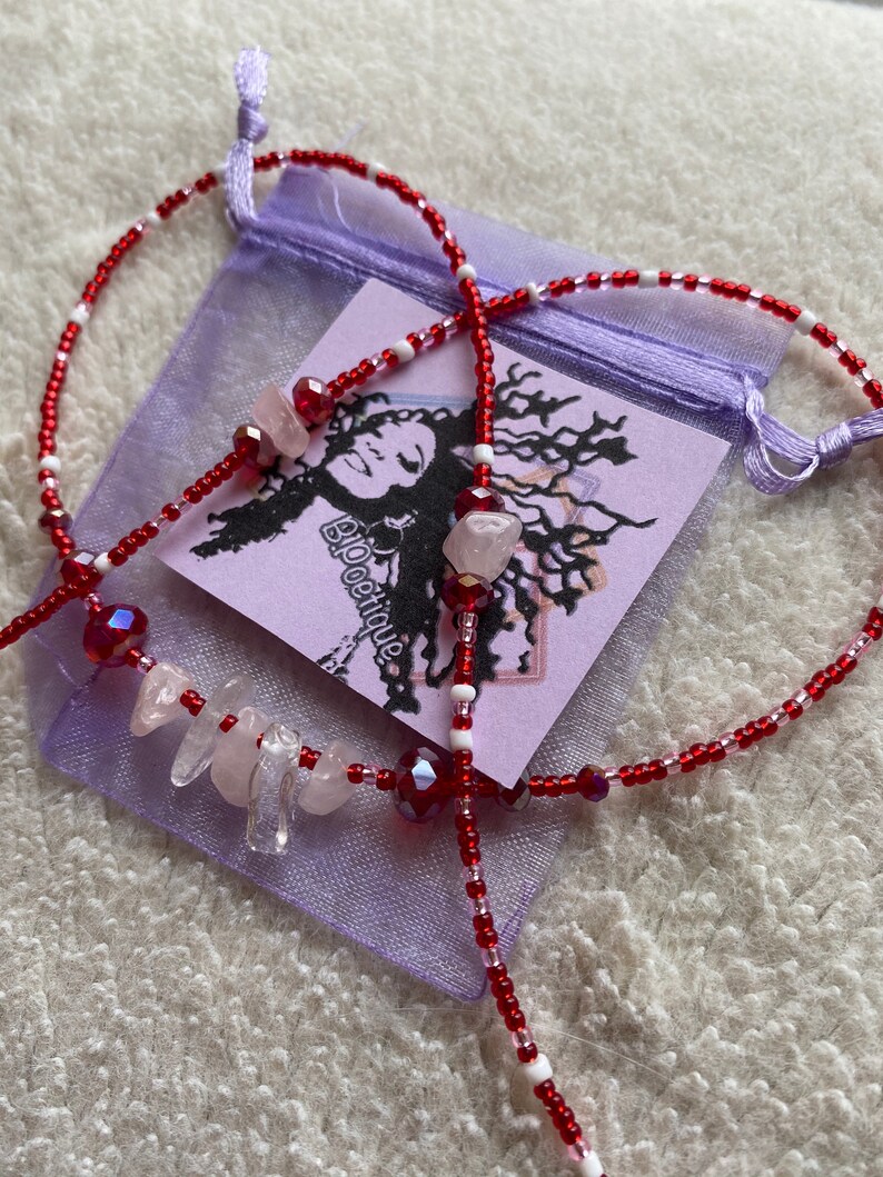 Mindfully Poetique Fierce Love Rose Quartz Waist Beads Screw Clasp