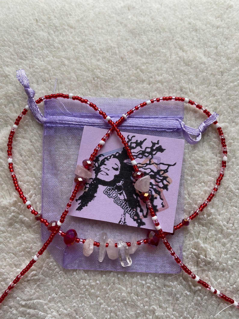Mindfully Poetique Fierce Love Rose Quartz Waist Beads Screw Clasp