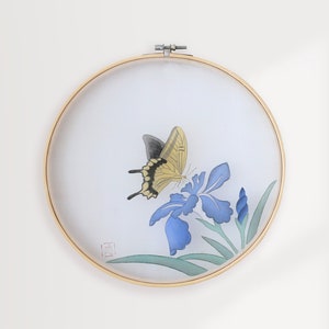 Korean Traditional Painting Original, Butterfly and Flower