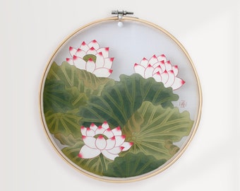 Traditional Korean Art Lotus Flower painting