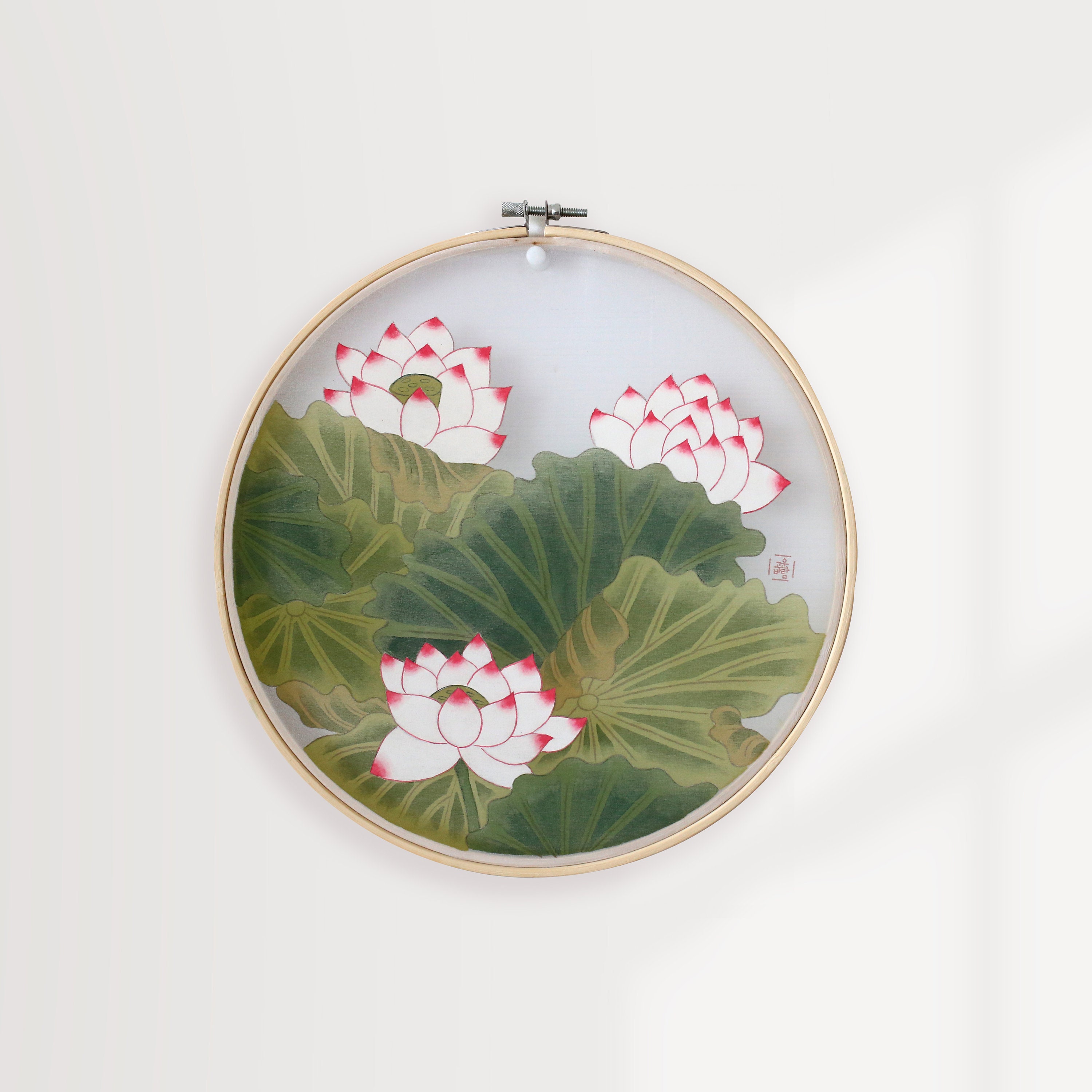 Traditional Korean Art Lotus Flower Painting Etsy UK