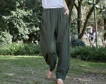 Winter/Fall Heavier Cotton Pant Loose Wide Warm Pants , I can make All Pants out of thick cloth