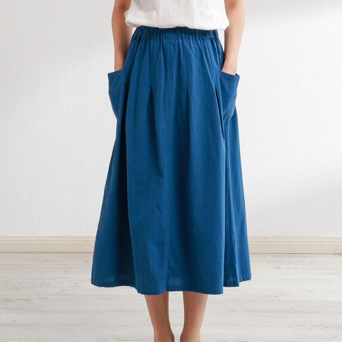 Summer Skirt Elastic Waist Cotton Skirt Casual Loose Skirts - Etsy