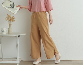 Women Elastic Waist Pant Soft Cotton Pants Casual Loose Large Size Boho Trousers Wide Leg Pant Customized Plus Size Pants Linen Pant