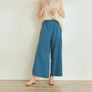 Women Elastic Waist Pant Cotton Pants Soft Casual Loose Large Size Boho Trousers Wide Leg Pant Customized Plus Size Pants Linen Pant