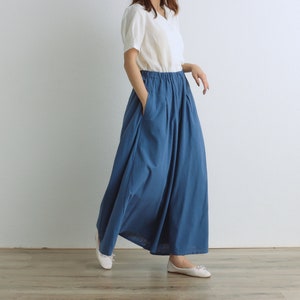 Summer Skirt Pant Women Elastic Waist Cotton Skirt Pant Soft Casual Loose Large Size Boho A-line Skirt Customized Plus Size Linen Pant image 3