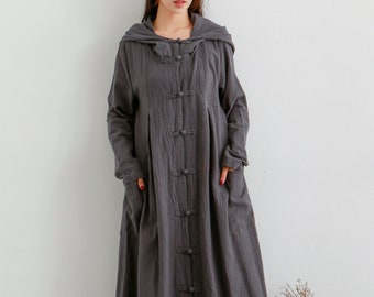 Winter/Autumn Warm Dress Heavier Dress Thicker Cotton Cardigan Long Sleeves Coat Outwear HandMade Customized Plus Size 3XL 4XL 5XL 6XL