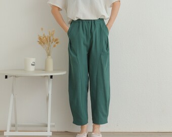 Women Elastic Waist Pant Cotton Pants Soft Casual Loose Large Size Boho Trousers Wide Leg Pant Customized Plus Size Pants Linen Pant