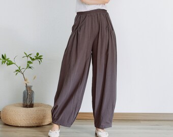 Pantalon hiver/automne en coton plus épais, large et ample, je peux fabriquer tous les pantalons en tissu épais