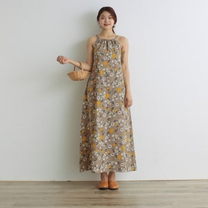 Printed Cotton Dress Summer Dress Sleeveless Floral Sundress Casual Loose Dress A-line Midi Dresses Customized Dress Plus Size Linen Dress