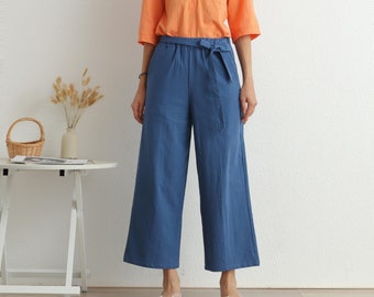 Women Elastic Waist Pant Cotton Pants Soft Casual Loose Large Size Boho Trousers Wide Leg Pant Customized Plus Size Pants Linen Pant