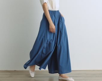 Summer Skirt Pant Women Elastic Waist Cotton Skirt Pant Soft Casual Loose Large Size Boho A-line Skirt  Customized Plus Size Linen Pant