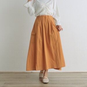 Summer Elastic Waist Skirt Cotton Skirt Casual Loose Skirts A-line Skirt Flared Maxi  Skirts Customized Plus Size Skirt Boho Linen Skirt