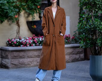Long corduroy coat cheap
