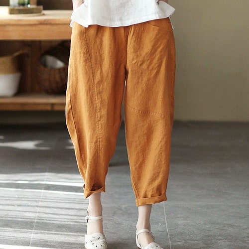 Women Elastic Waist Cotton Pants Soft Casual Loose Large Size - Etsy